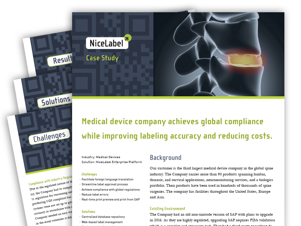 Medical device company Case study NiceLabel