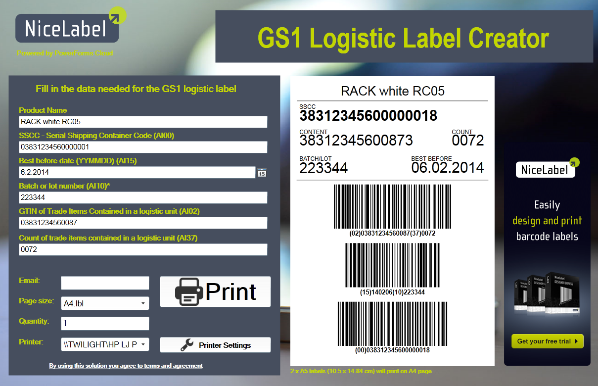 GS1 Standard International Logistic Label